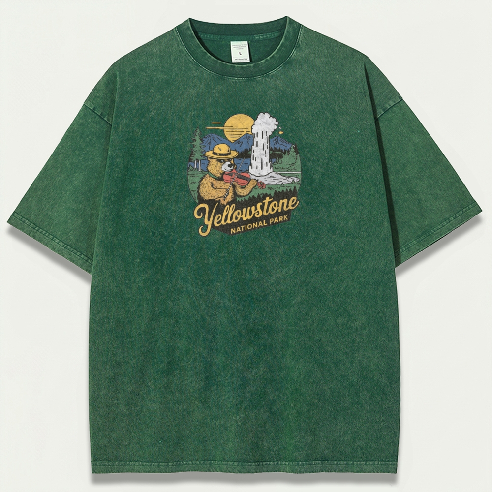 Yellowstone National Park Vintage Organic Cotton Trail Tee-HikeVista