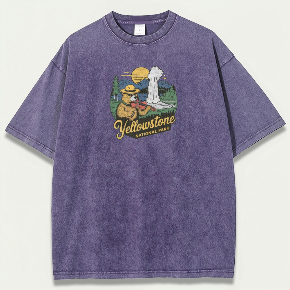 Yellowstone National Park Vintage Organic Cotton Trail Tee-HikeVista