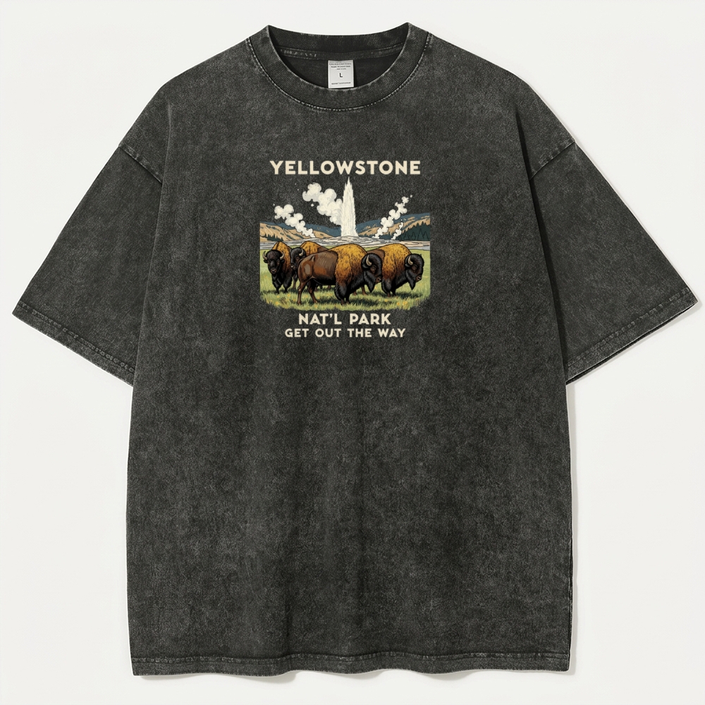 Yellowstone National Park Vintage Organic Cotton Bison Tee-HikeVista