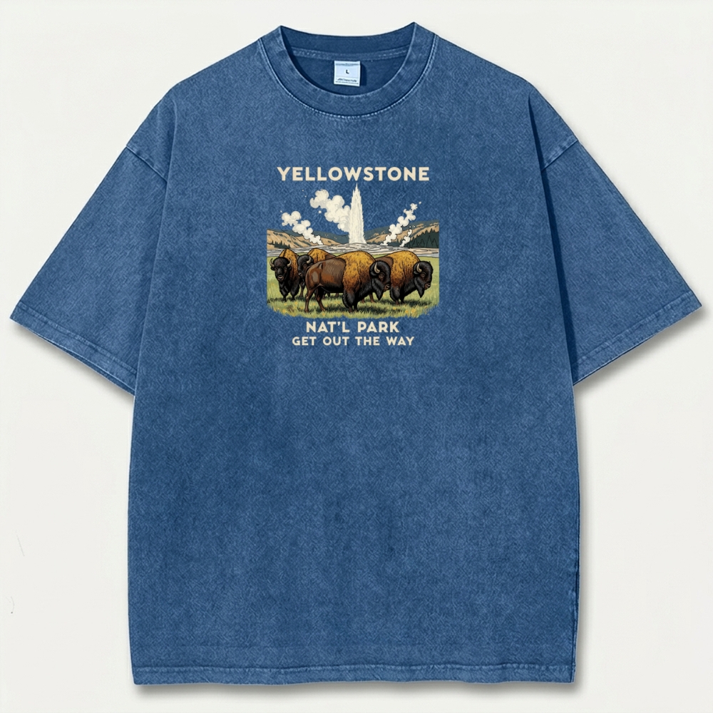 Yellowstone National Park Vintage Organic Cotton Bison Tee-HikeVista