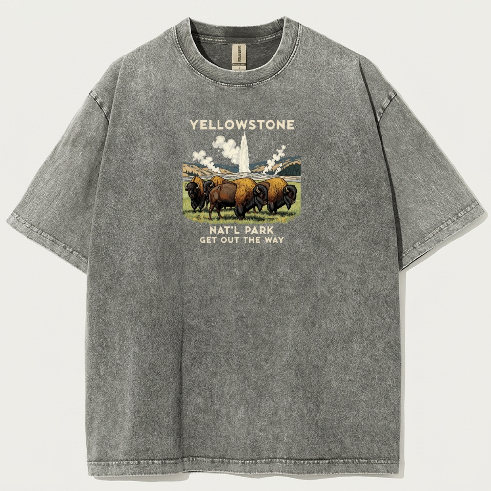 Yellowstone National Park Vintage Organic Cotton Bison Tee-HikeVista