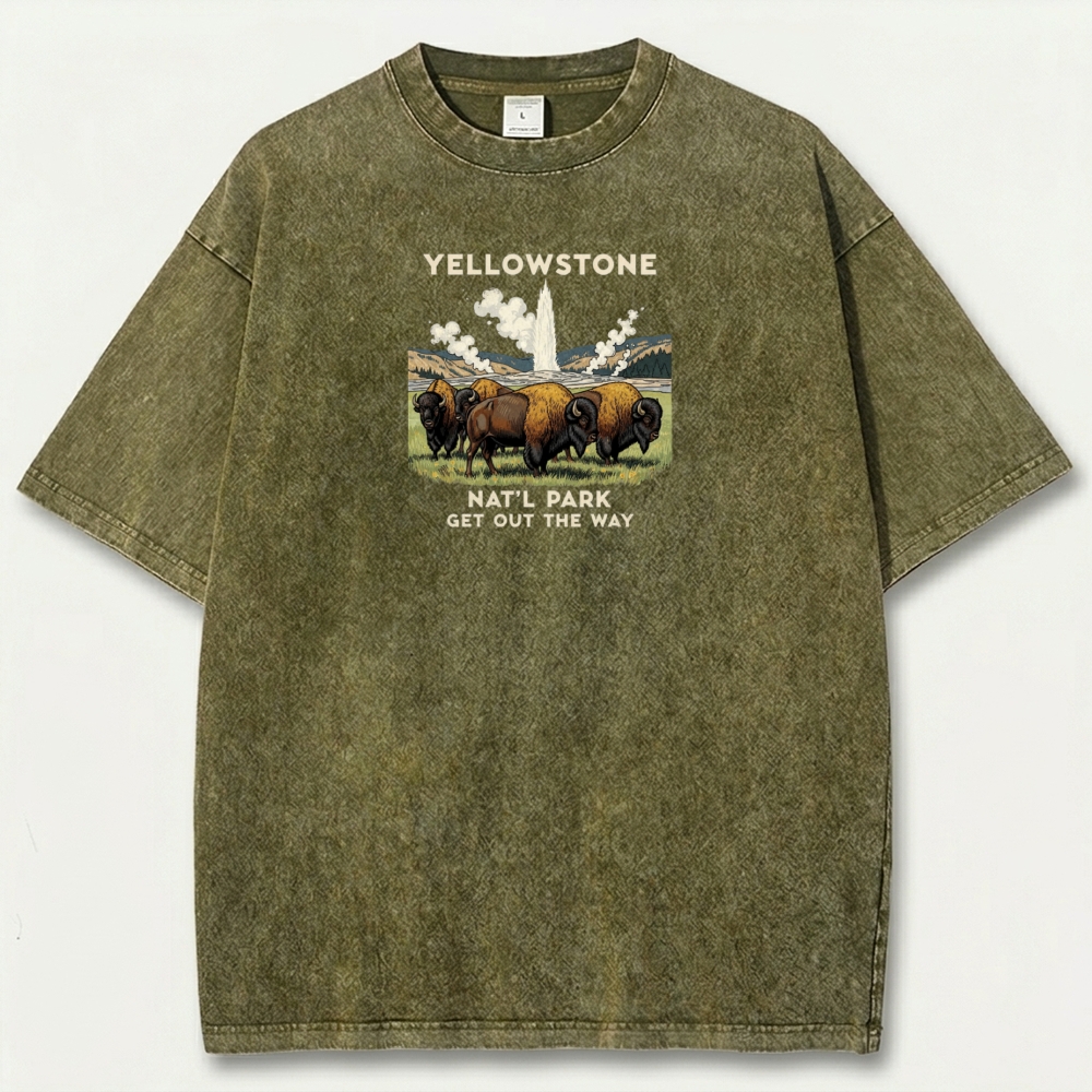 Yellowstone National Park Vintage Organic Cotton Bison Tee-HikeVista