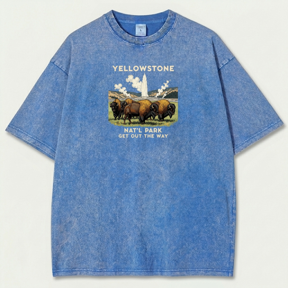 Yellowstone National Park Vintage Organic Cotton Bison Tee-HikeVista