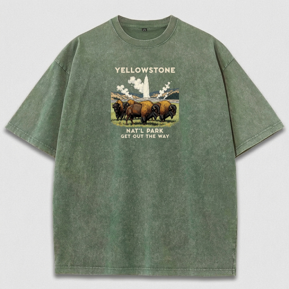 Yellowstone National Park Vintage Organic Cotton Bison Tee-HikeVista