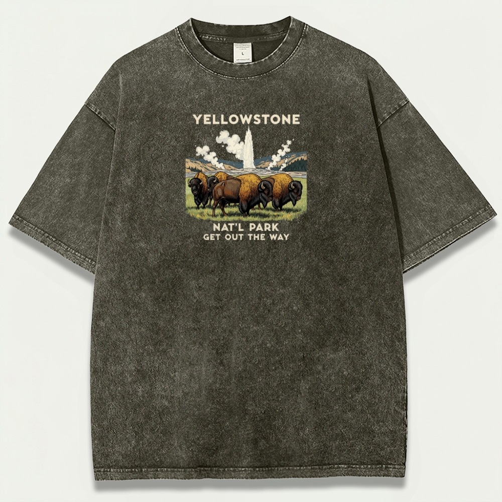 Yellowstone National Park Vintage Organic Cotton Bison Tee-HikeVista