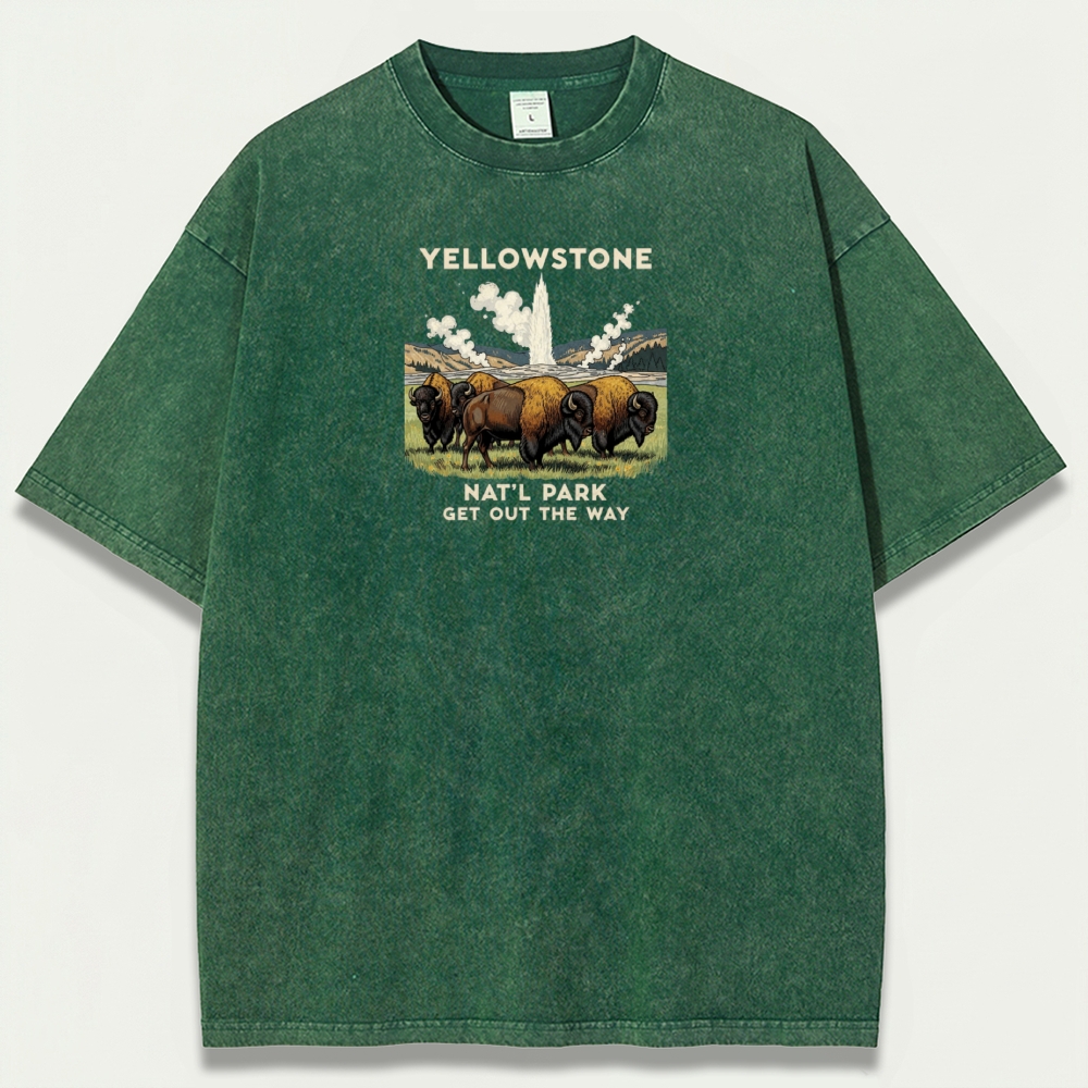 Yellowstone National Park Vintage Organic Cotton Bison Tee-HikeVista
