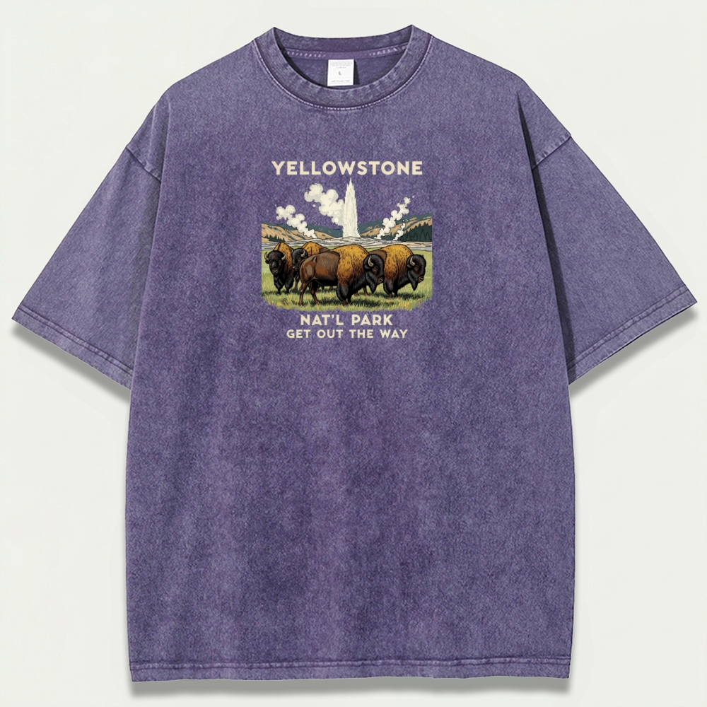 Yellowstone National Park Vintage Organic Cotton Bison Tee-HikeVista
