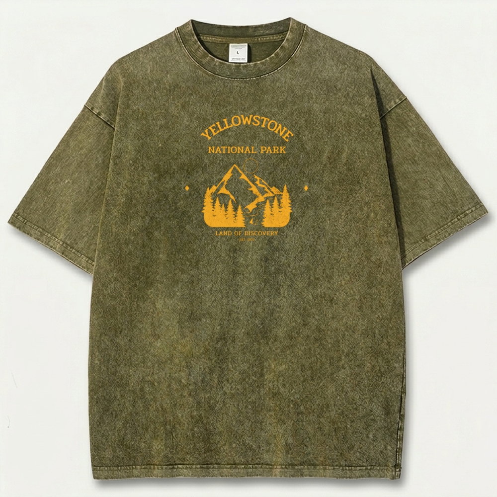 Yellowstone National Park Vintage Organic Cotton Trail Tee-HikeVista