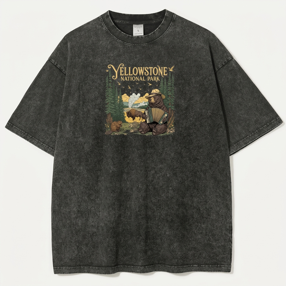 Yellowstone National Park Vintage Organic Cotton Trail Tee-HikeVista