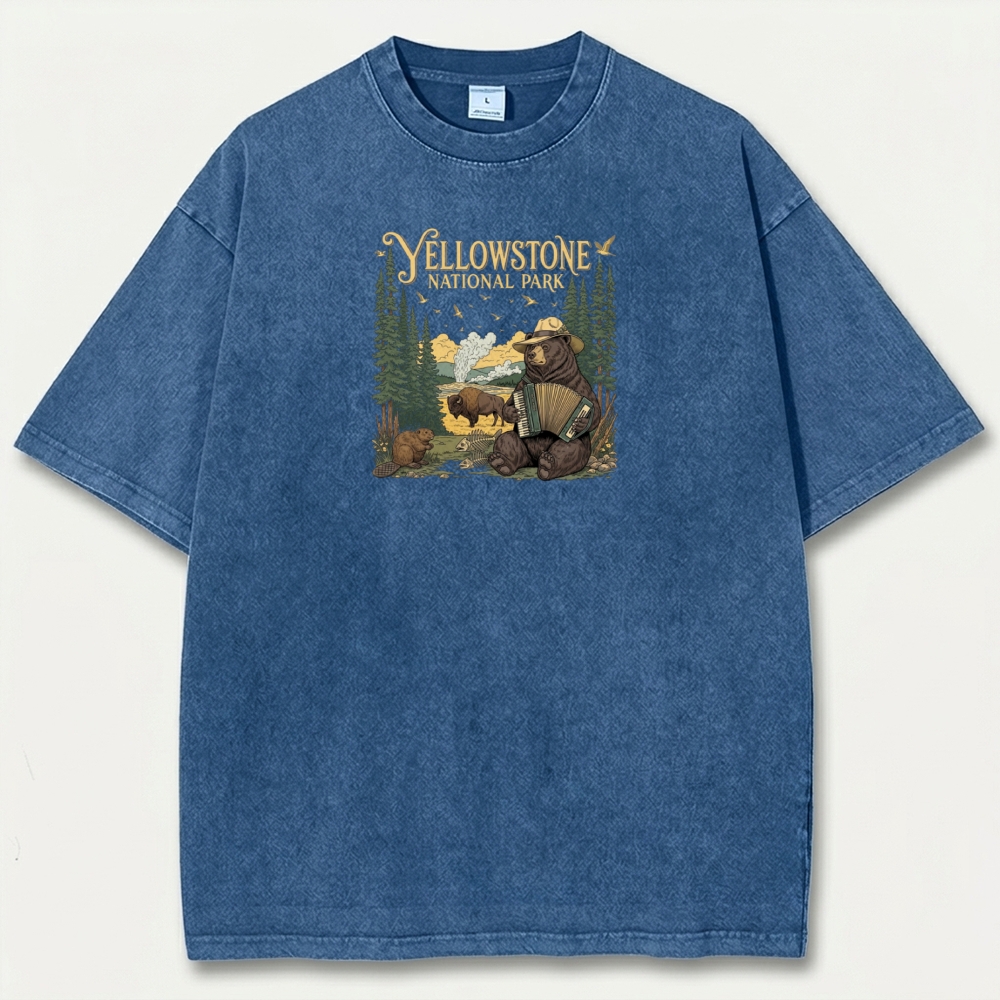 Yellowstone National Park Vintage Organic Cotton Trail Tee-HikeVista
