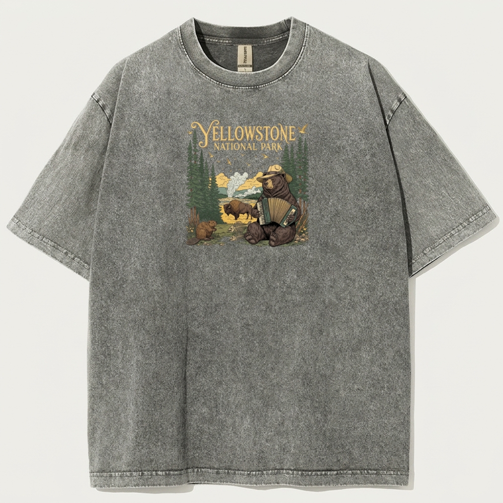 Yellowstone National Park Vintage Organic Cotton Trail Tee-HikeVista