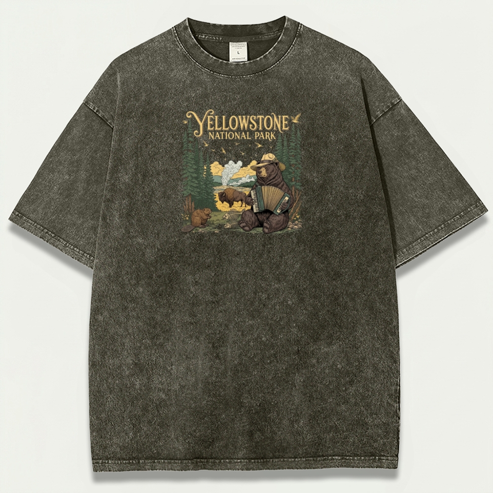 Yellowstone National Park Vintage Organic Cotton Trail Tee-HikeVista