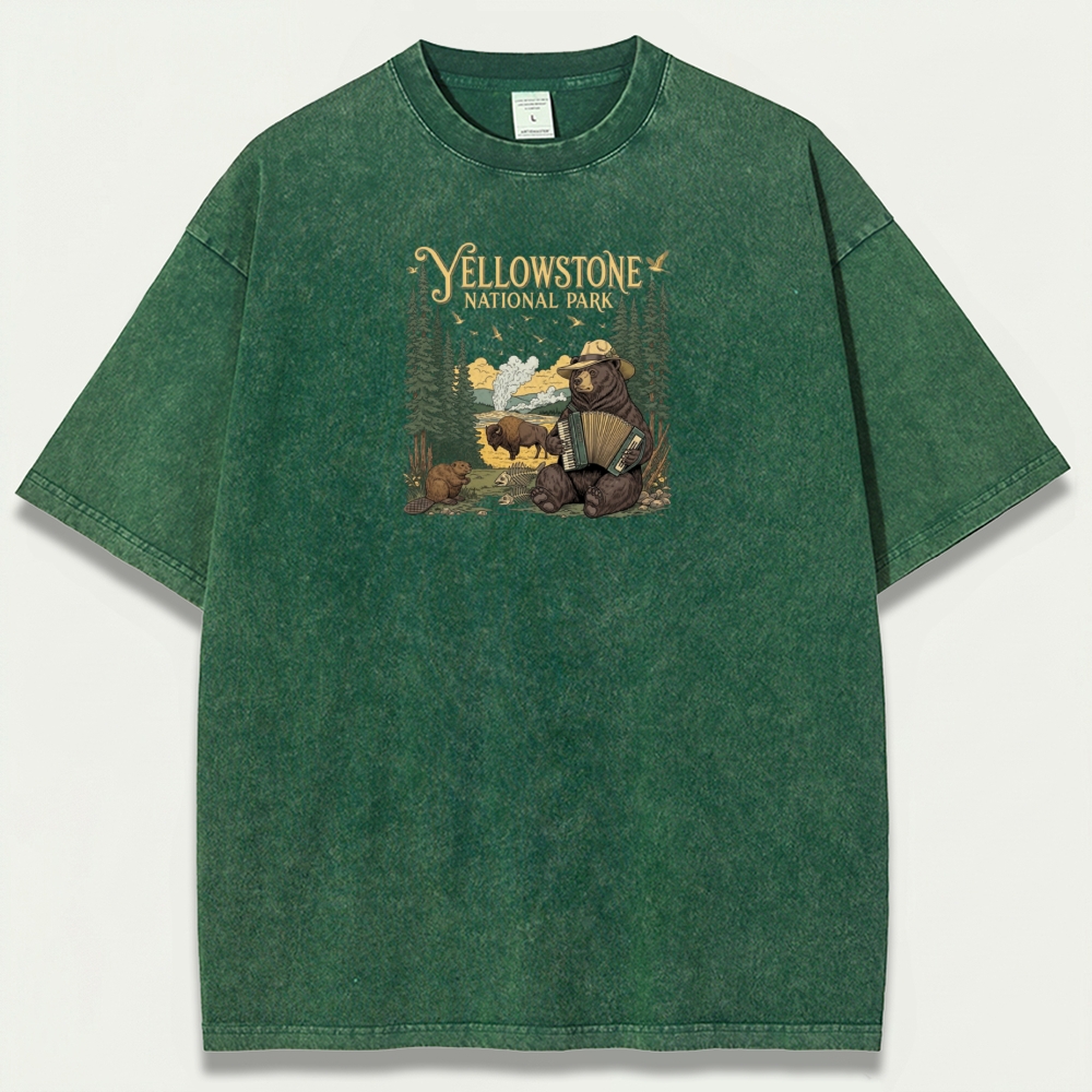 Yellowstone National Park Vintage Organic Cotton Trail Tee-HikeVista