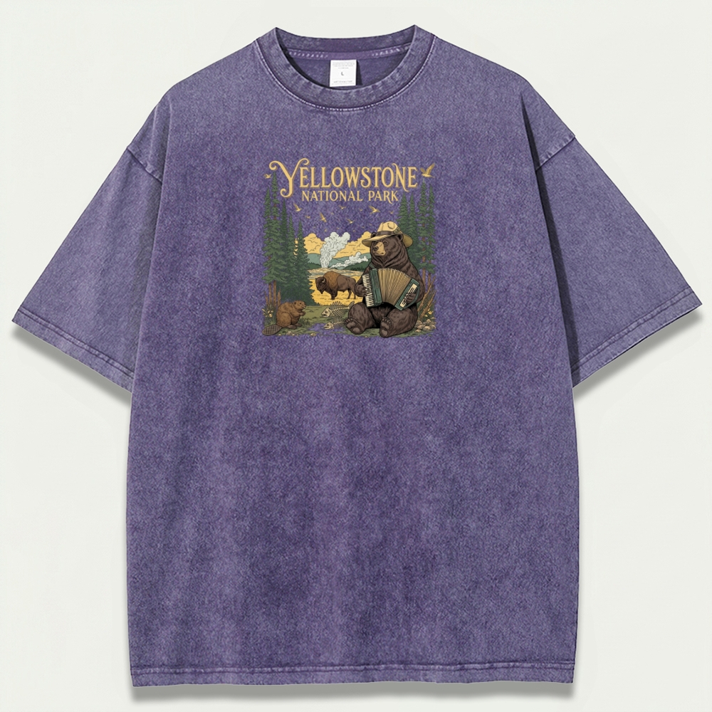 Yellowstone National Park Vintage Organic Cotton Trail Tee-HikeVista