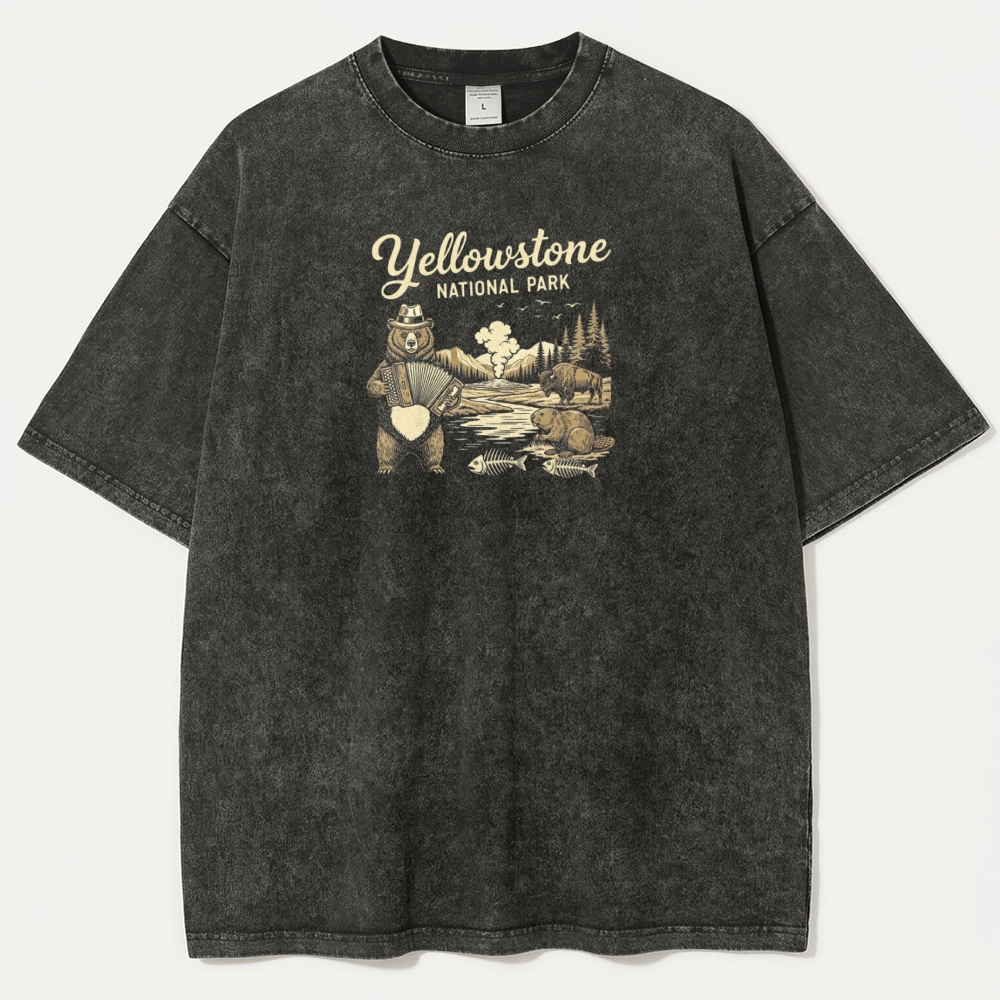 Yellowstone National Park Vintage Organic Cotton Trail Tee-HikeVista