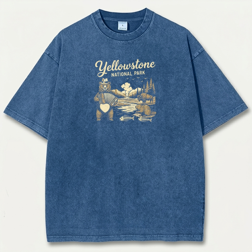 Yellowstone National Park Vintage Organic Cotton Trail Tee-HikeVista