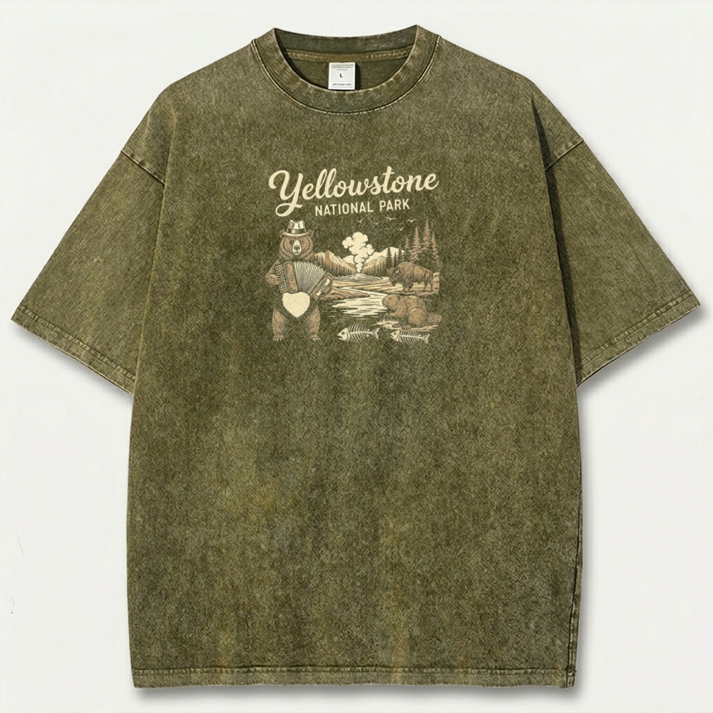 Yellowstone National Park Vintage Organic Cotton Trail Tee-HikeVista