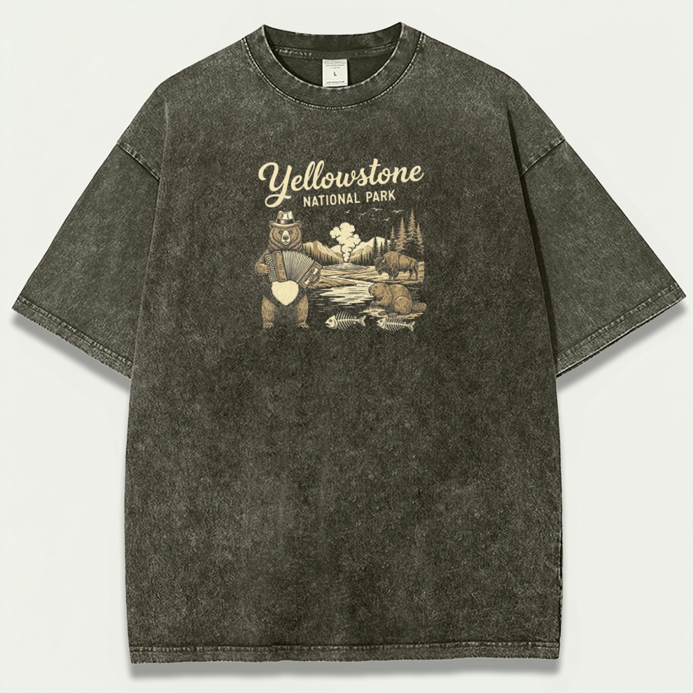 Yellowstone National Park Vintage Organic Cotton Trail Tee-HikeVista
