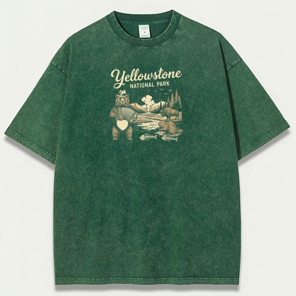 Yellowstone National Park Vintage Organic Cotton Trail Tee-HikeVista