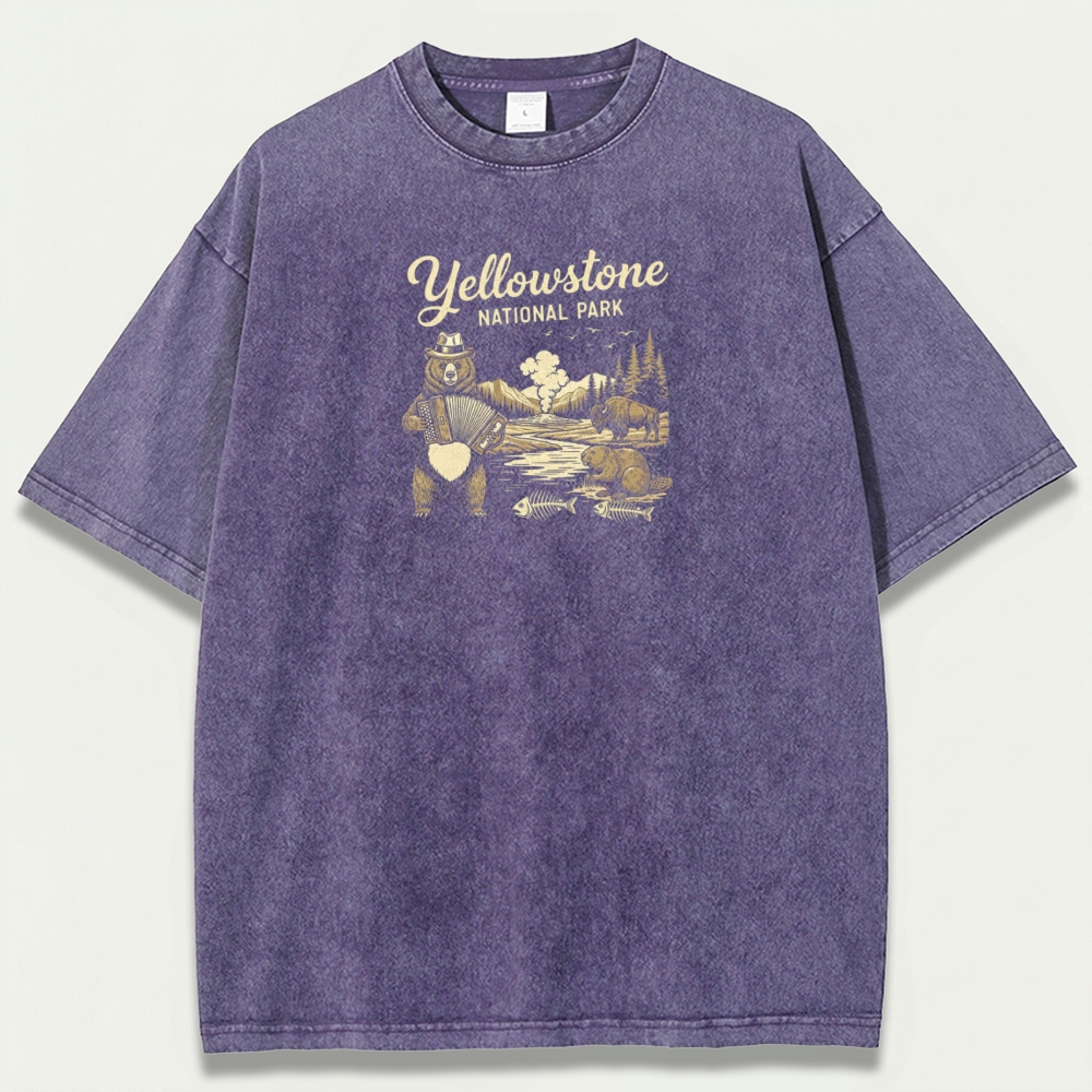 Yellowstone National Park Vintage Organic Cotton Trail Tee-HikeVista