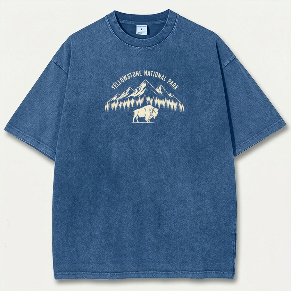 Yellowstone National Park Vintage Organic Cotton Trail Tee-HikeVista