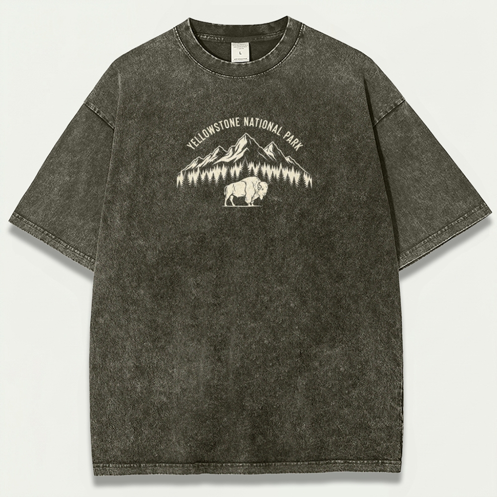 Yellowstone National Park Vintage Organic Cotton Trail Tee-HikeVista