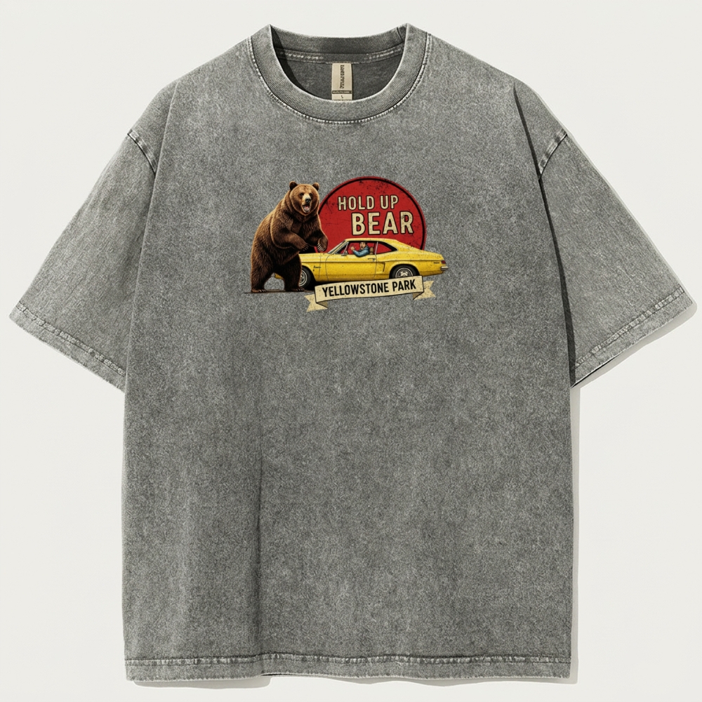 Yellowstone National Park Vintage Organic Cotton Bear Tee-HikeVista