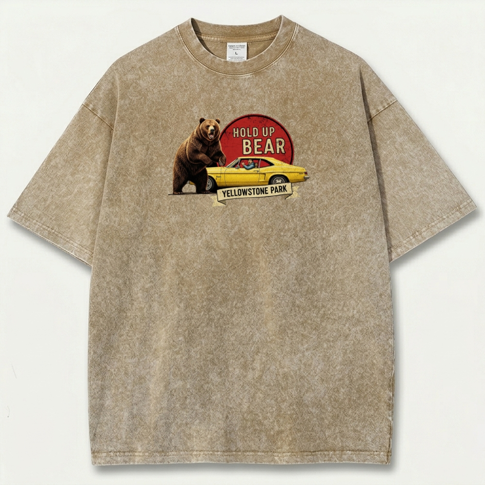 Yellowstone National Park Vintage Organic Cotton Bear Tee-HikeVista