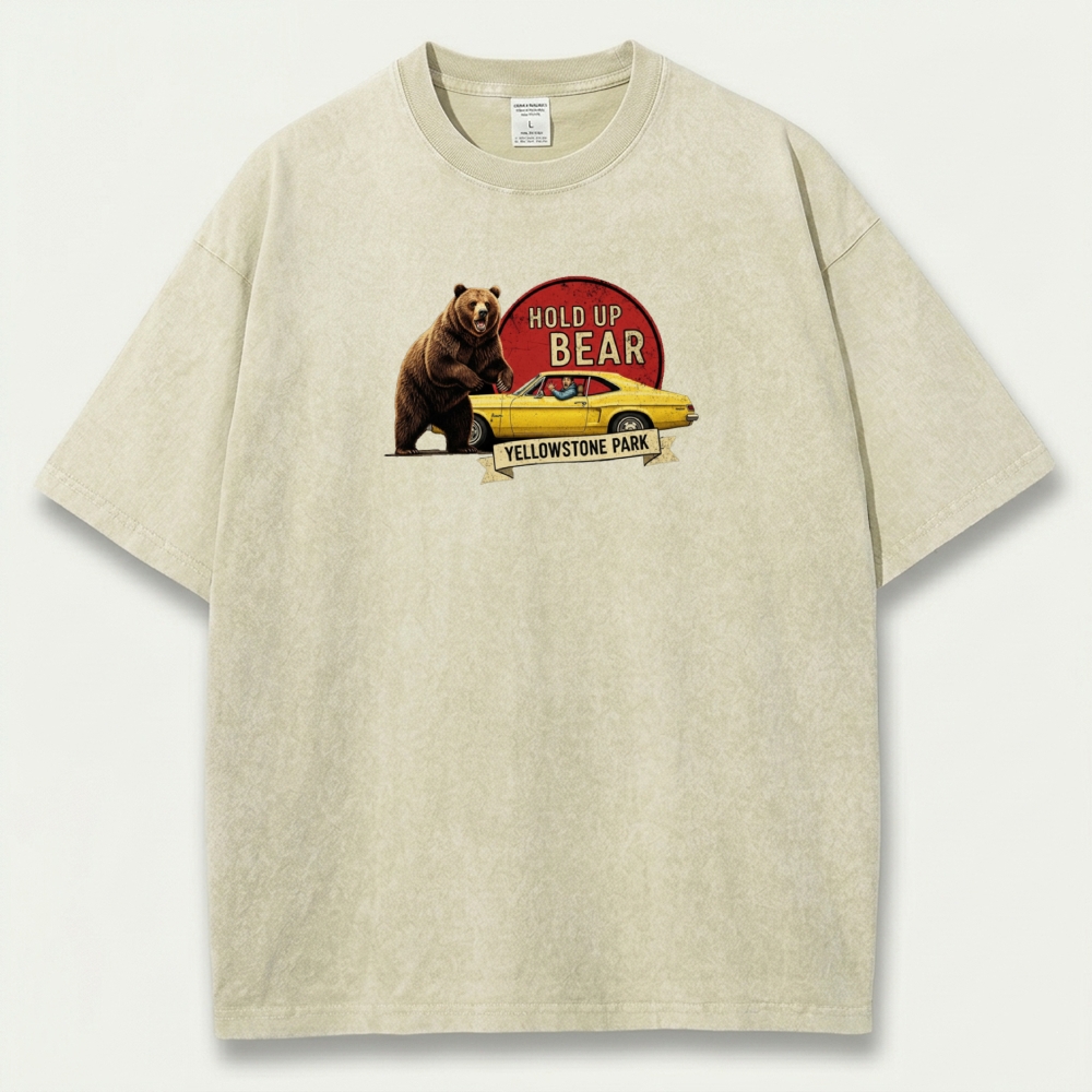 Yellowstone National Park Vintage Organic Cotton Bear Tee-HikeVista