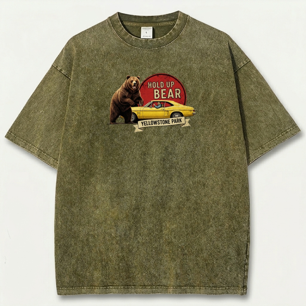 Yellowstone National Park Vintage Organic Cotton Bear Tee-HikeVista