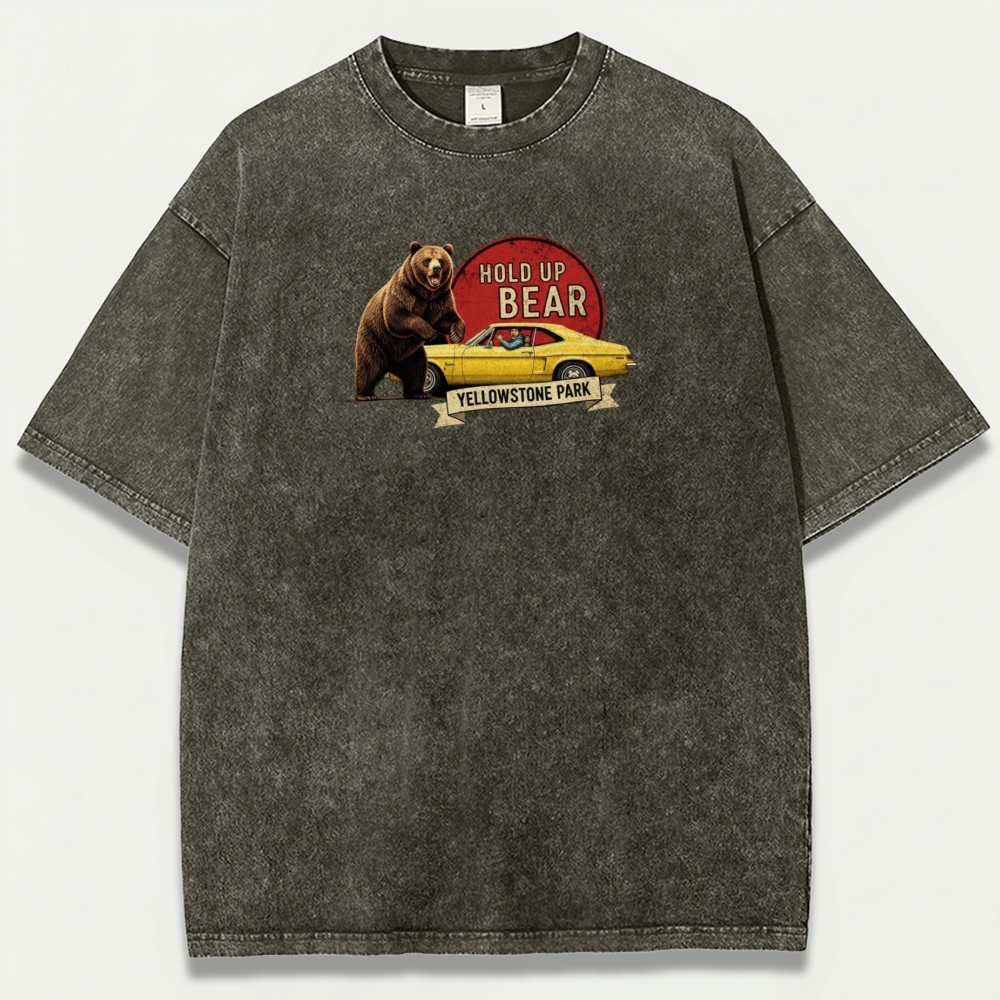 Yellowstone National Park Vintage Organic Cotton Bear Tee-HikeVista