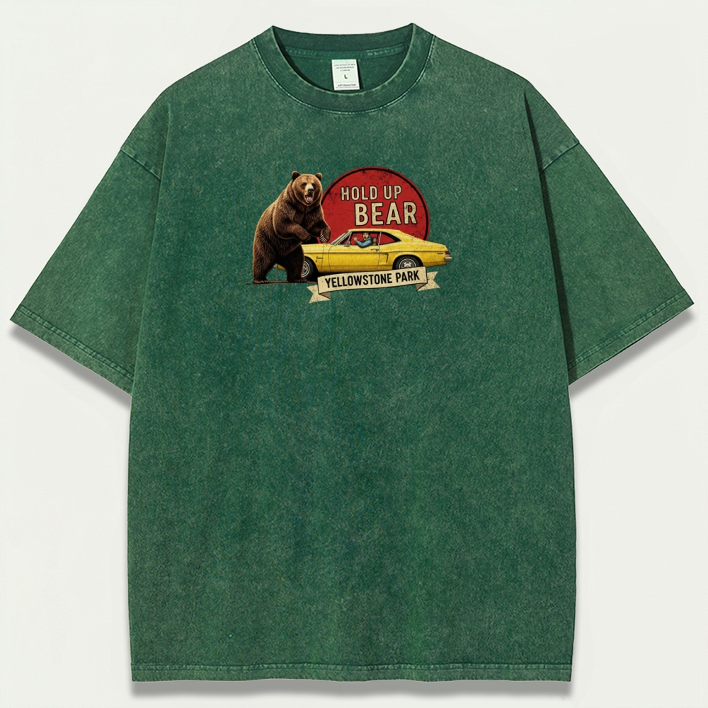 Yellowstone National Park Vintage Organic Cotton Bear Tee-HikeVista