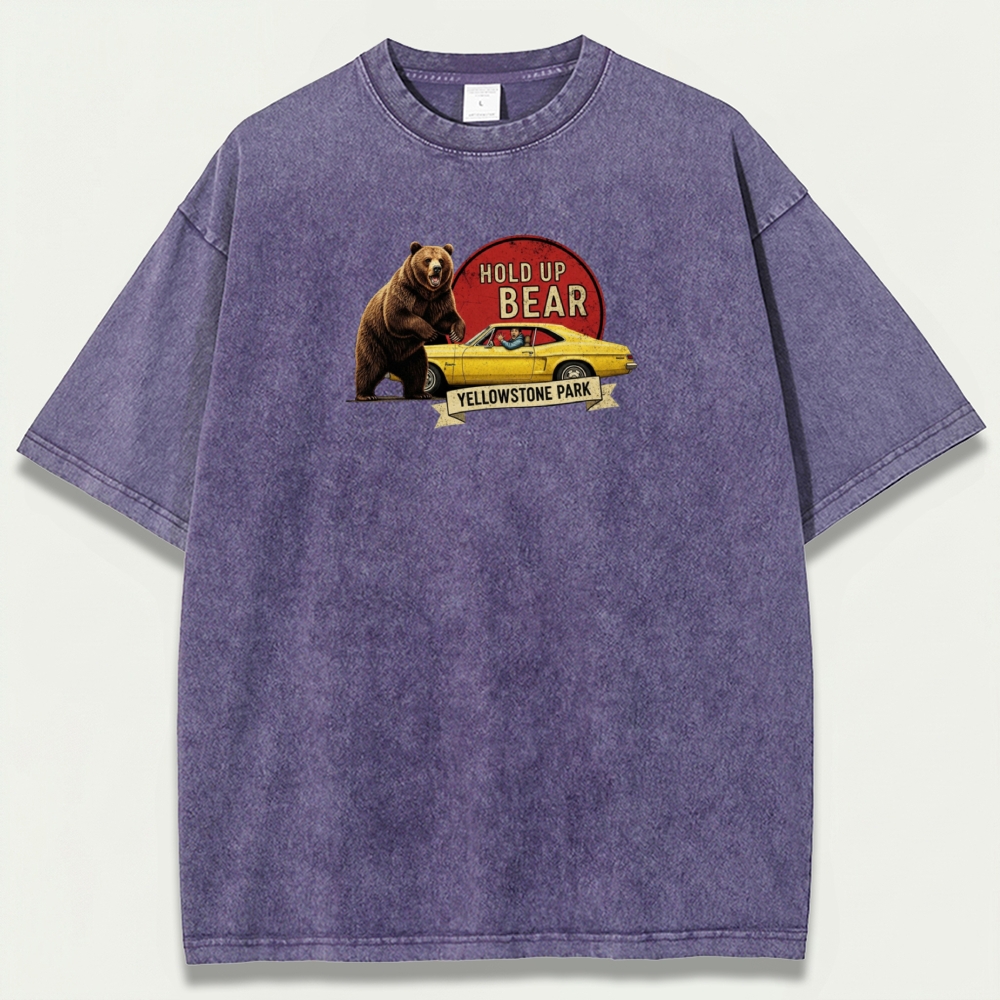 Yellowstone National Park Vintage Organic Cotton Bear Tee-HikeVista