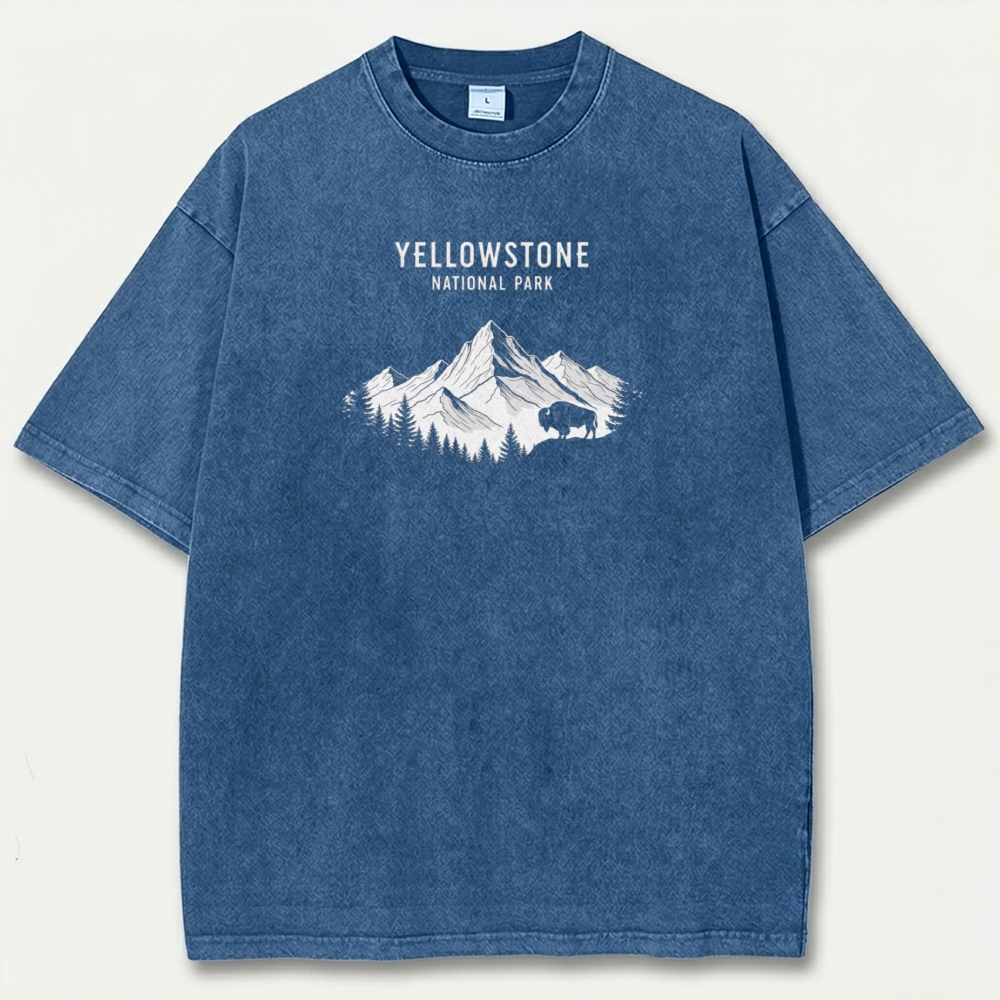 Yellowstone National Park Vintage Organic Cotton Trail Tee-HikeVista
