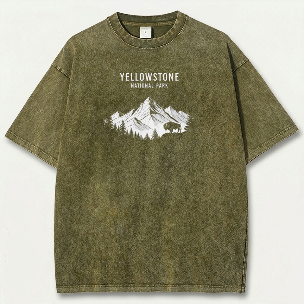 Yellowstone National Park Vintage Organic Cotton Trail Tee-HikeVista