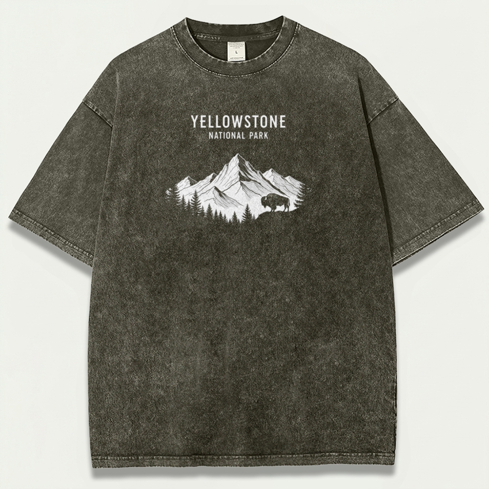 Yellowstone National Park Vintage Organic Cotton Trail Tee-HikeVista