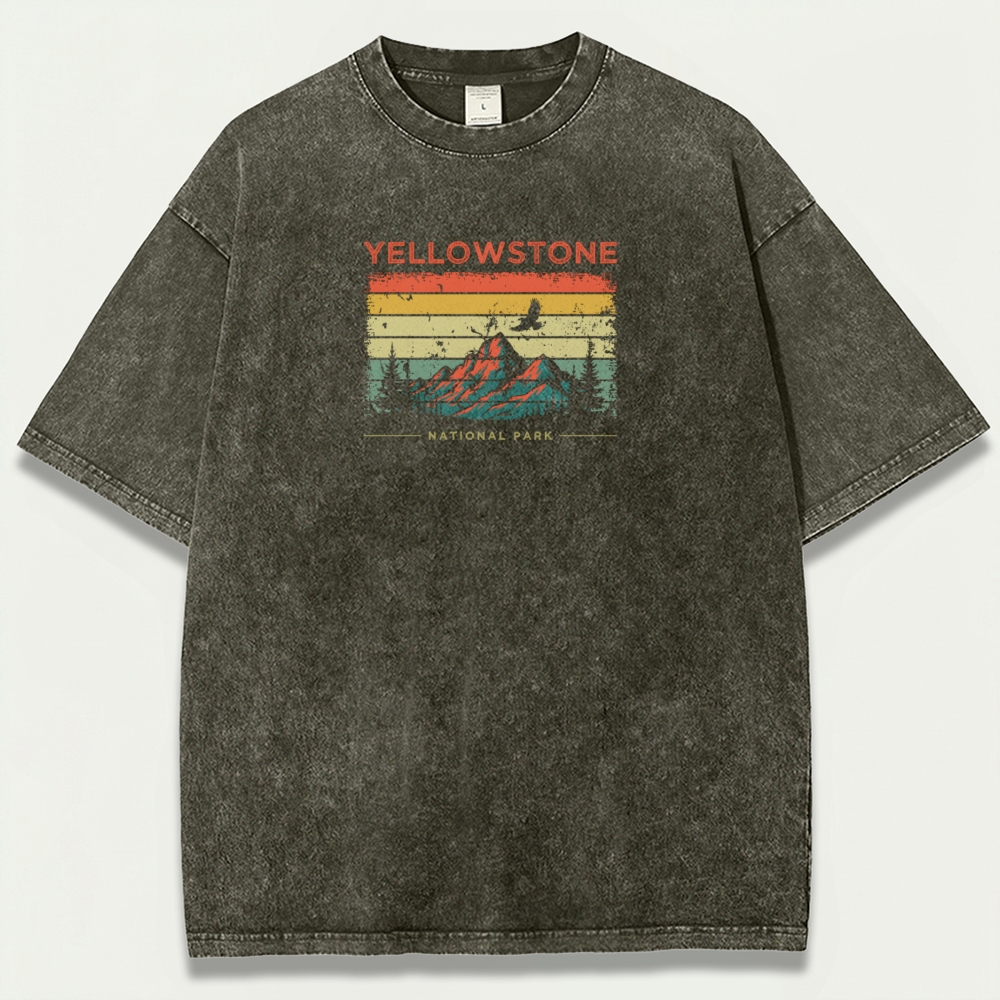 Yellowstone National Park Vintage Organic Cotton Trail Tee-HikeVista