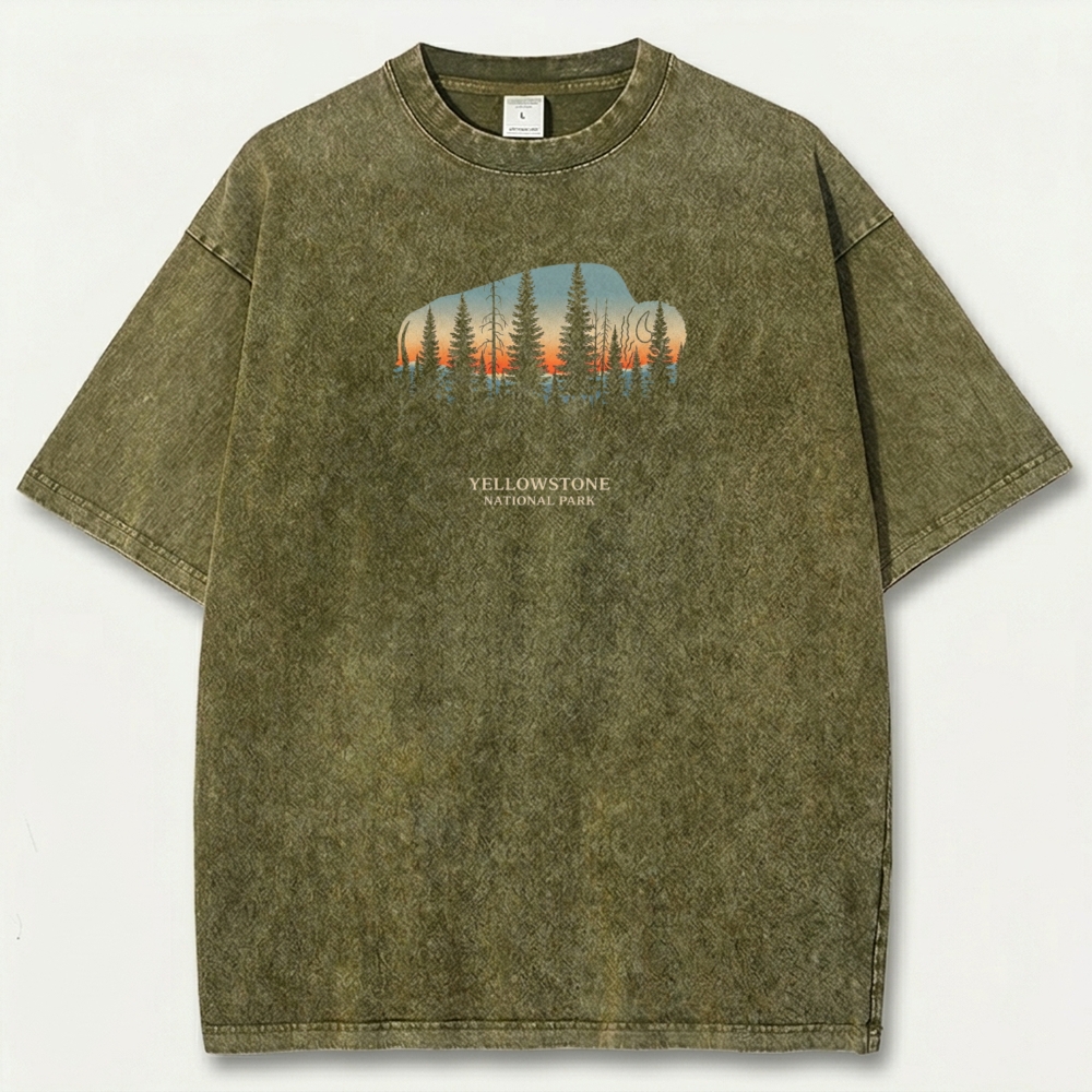 Yellowstone National Park Vintage Organic Cotton Trail Tee-HikeVista