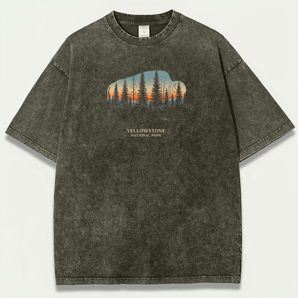 Yellowstone National Park Vintage Organic Cotton Trail Tee-HikeVista