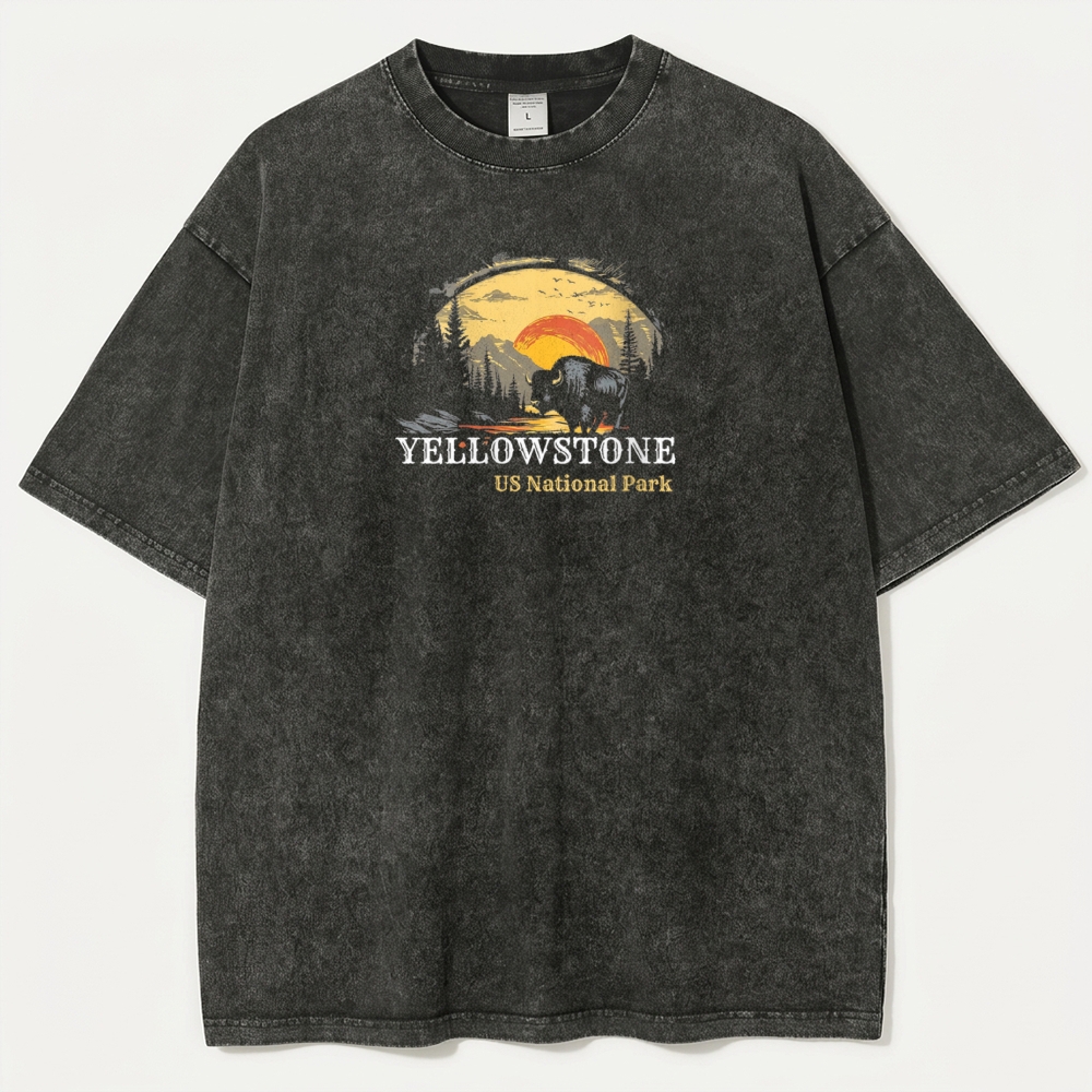 Yellowstone National Park Vintage Organic Cotton Trail Tee-HikeVista