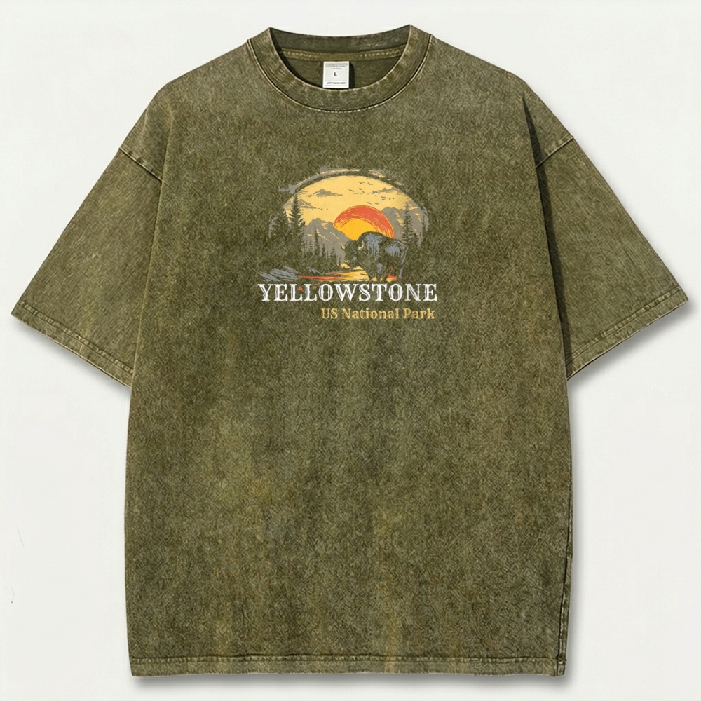 Yellowstone National Park Vintage Organic Cotton Trail Tee-HikeVista