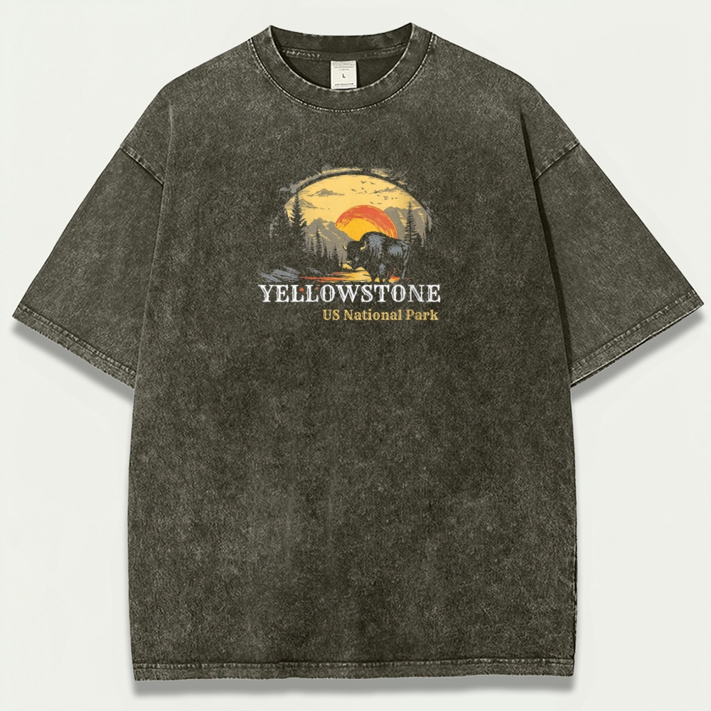 Yellowstone National Park Vintage Organic Cotton Trail Tee-HikeVista