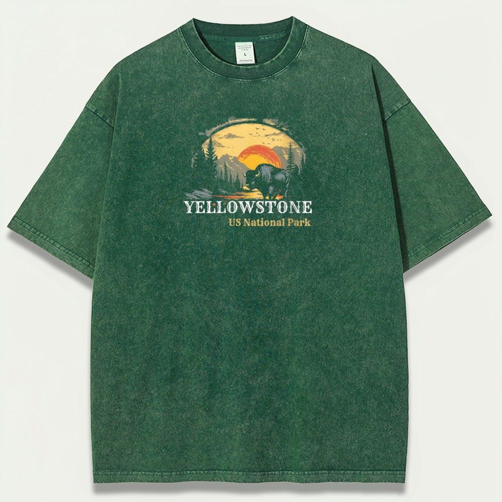 Yellowstone National Park Vintage Organic Cotton Trail Tee-HikeVista
