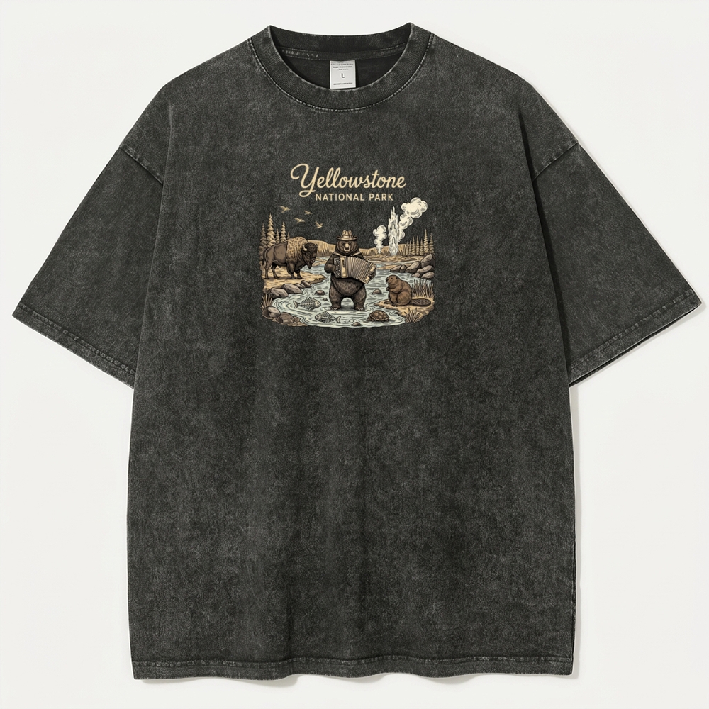 Yellowstone National Park Vintage Organic Cotton Trail Tee-HikeVista