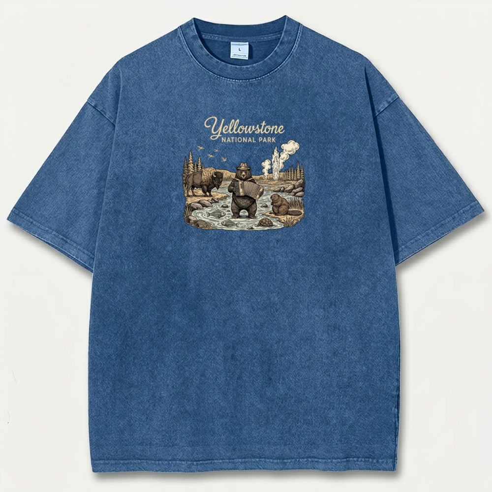 Yellowstone National Park Vintage Organic Cotton Trail Tee-HikeVista