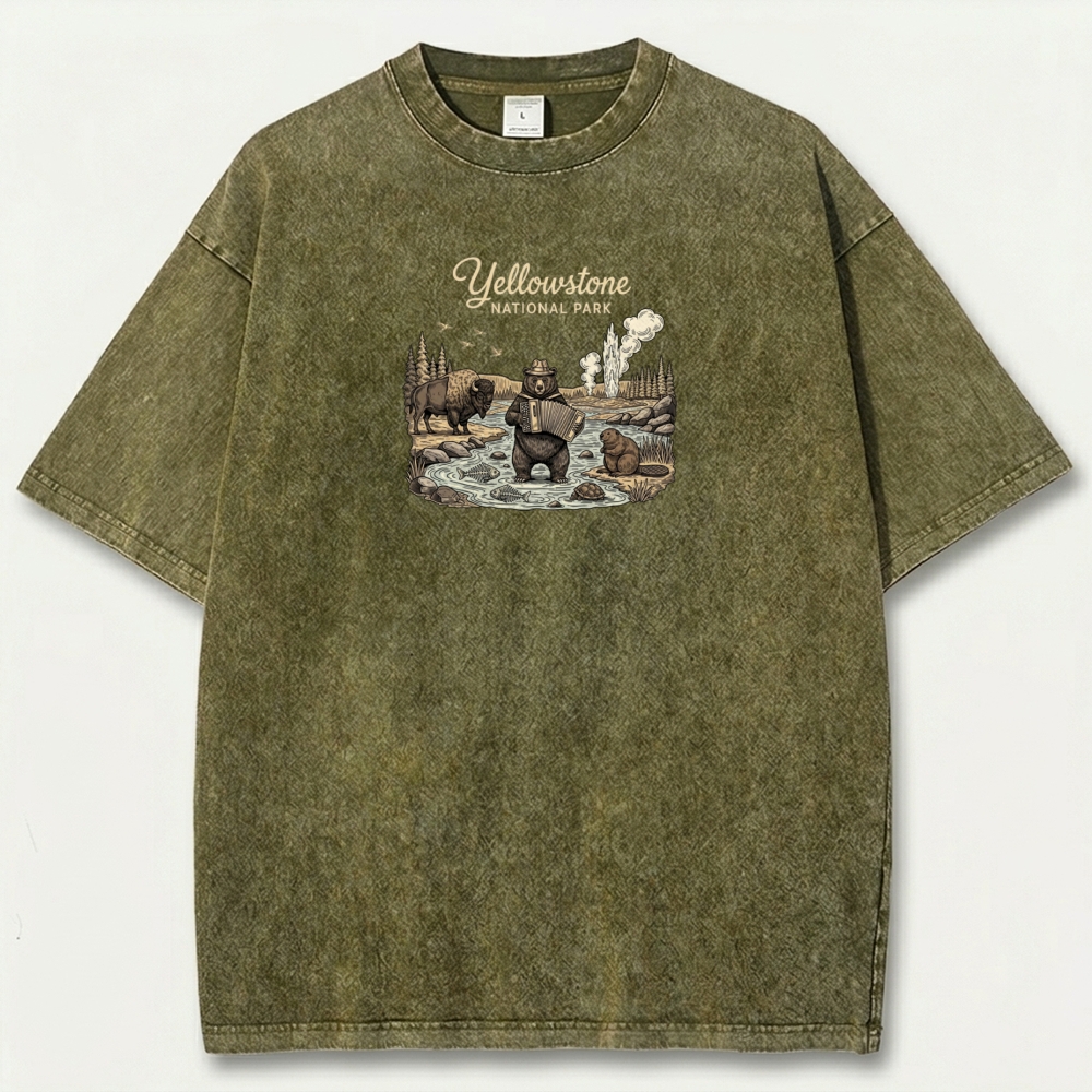 Yellowstone National Park Vintage Organic Cotton Trail Tee-HikeVista