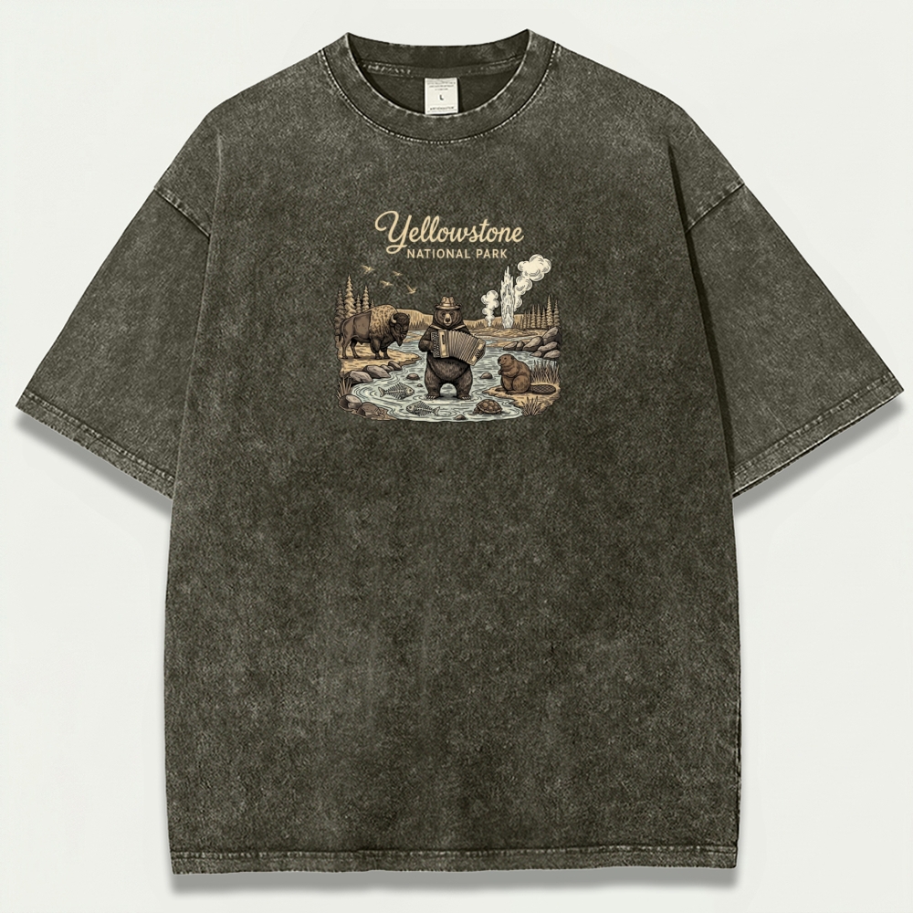 Yellowstone National Park Vintage Organic Cotton Trail Tee-HikeVista