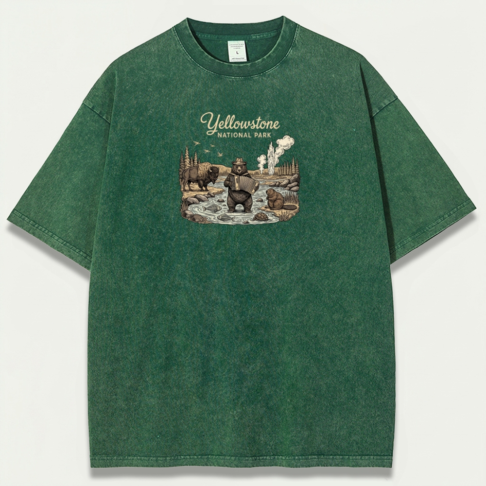 Yellowstone National Park Vintage Organic Cotton Trail Tee-HikeVista