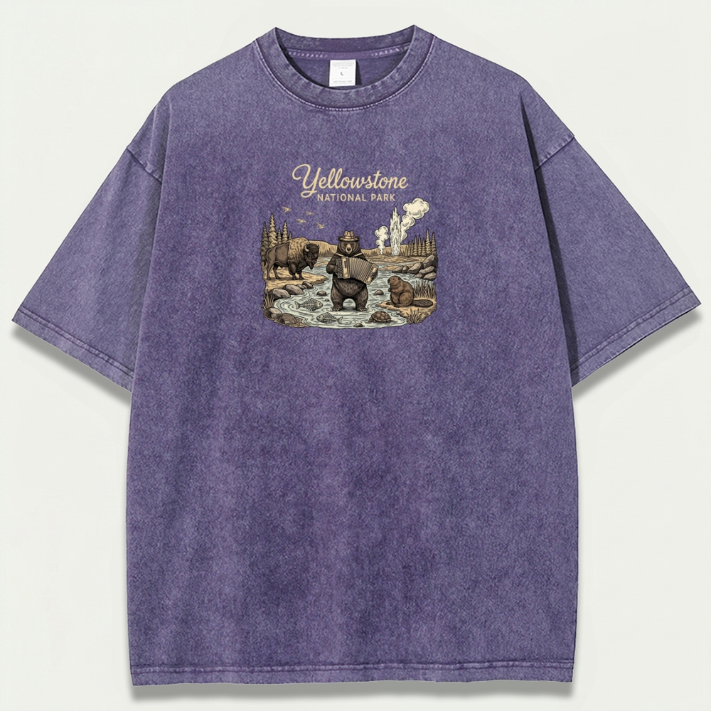 Yellowstone National Park Vintage Organic Cotton Trail Tee-HikeVista