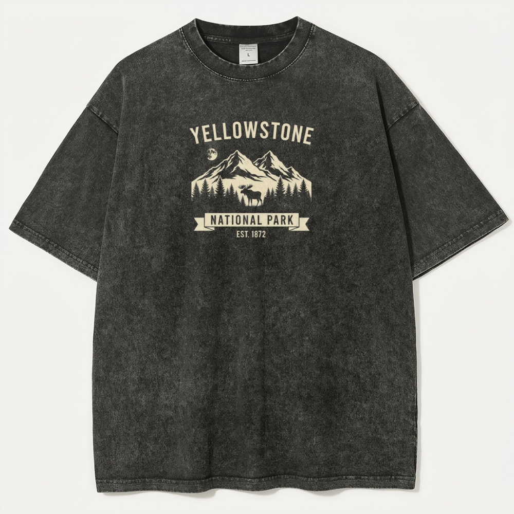 Yellowstone National Park Vintage Organic Cotton Trail Tee-HikeVista